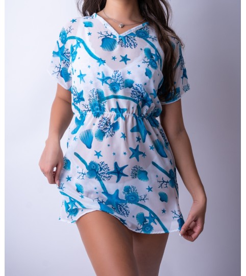 Mira Made-to-Measure Veil Beach Blue Dress