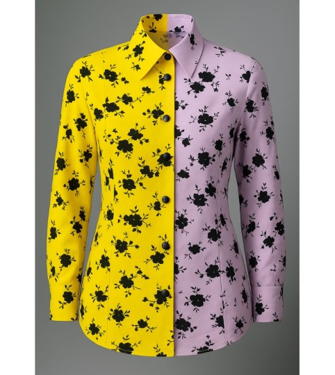 Office shirt in two colors and floral print with classic cut and long sleeves