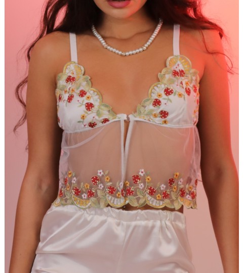 Springshot front hook embroidered lace top