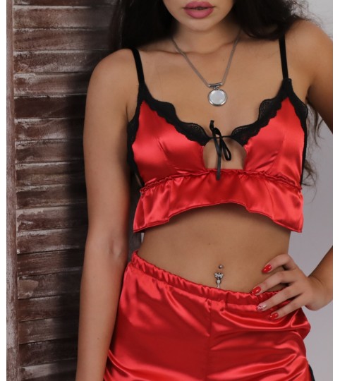 Night Time Red satin bustier with adjustable straps